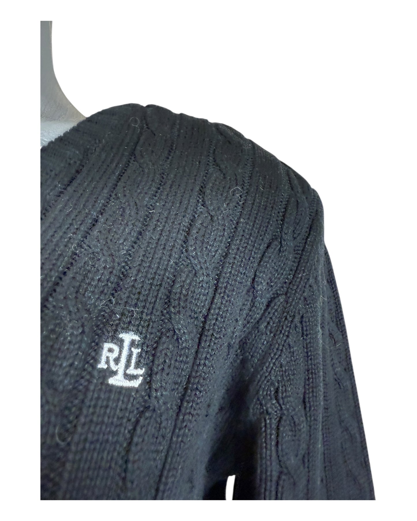 Polo Ralph Lauren Zopfmuster Pullover schwarz Größe M