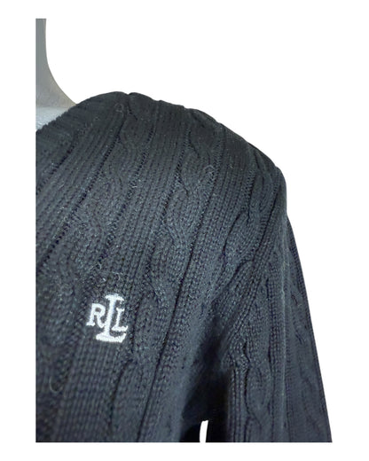 Polo Ralph Lauren Zopfmuster Pullover schwarz Größe M