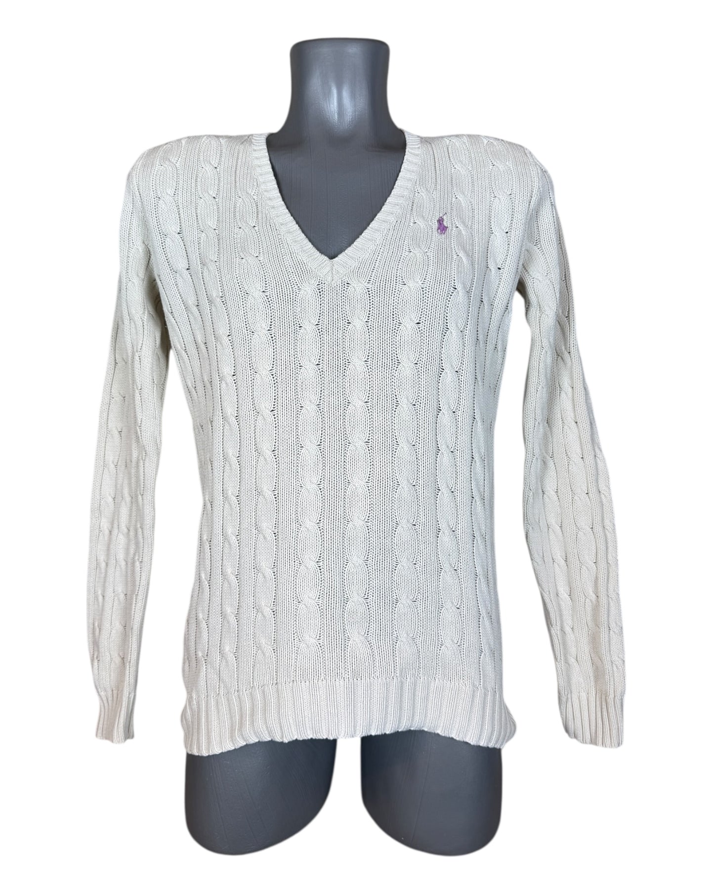 Polo Ralph Lauren Zopfmuster Pullover creme Größe M