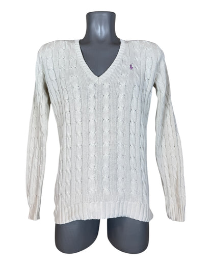 Polo Ralph Lauren Zopfmuster Pullover creme Größe M