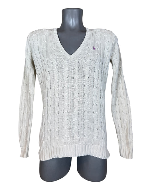 Polo Ralph Lauren Zopfmuster Pullover creme Größe M
