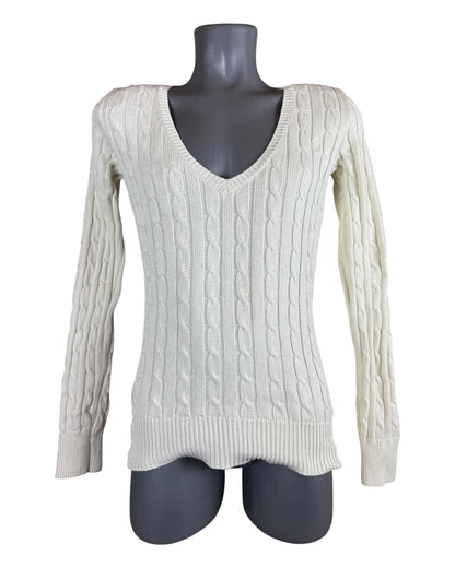 Polo Ralph Lauren Zopfmuster Pullover creme Größe M