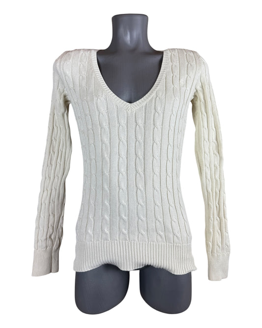 Polo Ralph Lauren Zopfmuster Pullover creme Größe M