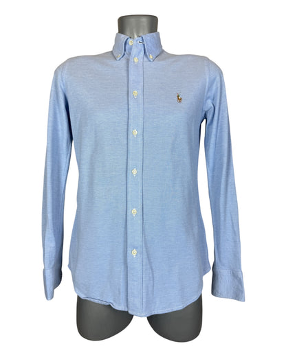 Polo Ralph Lauren Knit Oxford Bluse hellblau Größe M