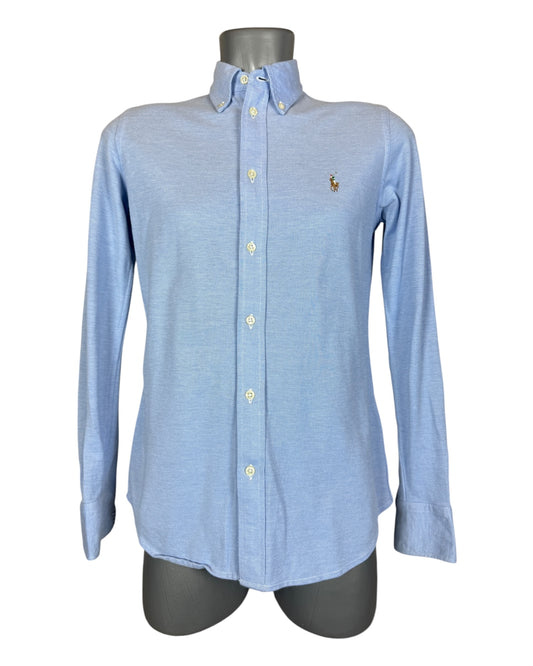 Polo Ralph Lauren Knit Oxford Bluse hellblau Größe M