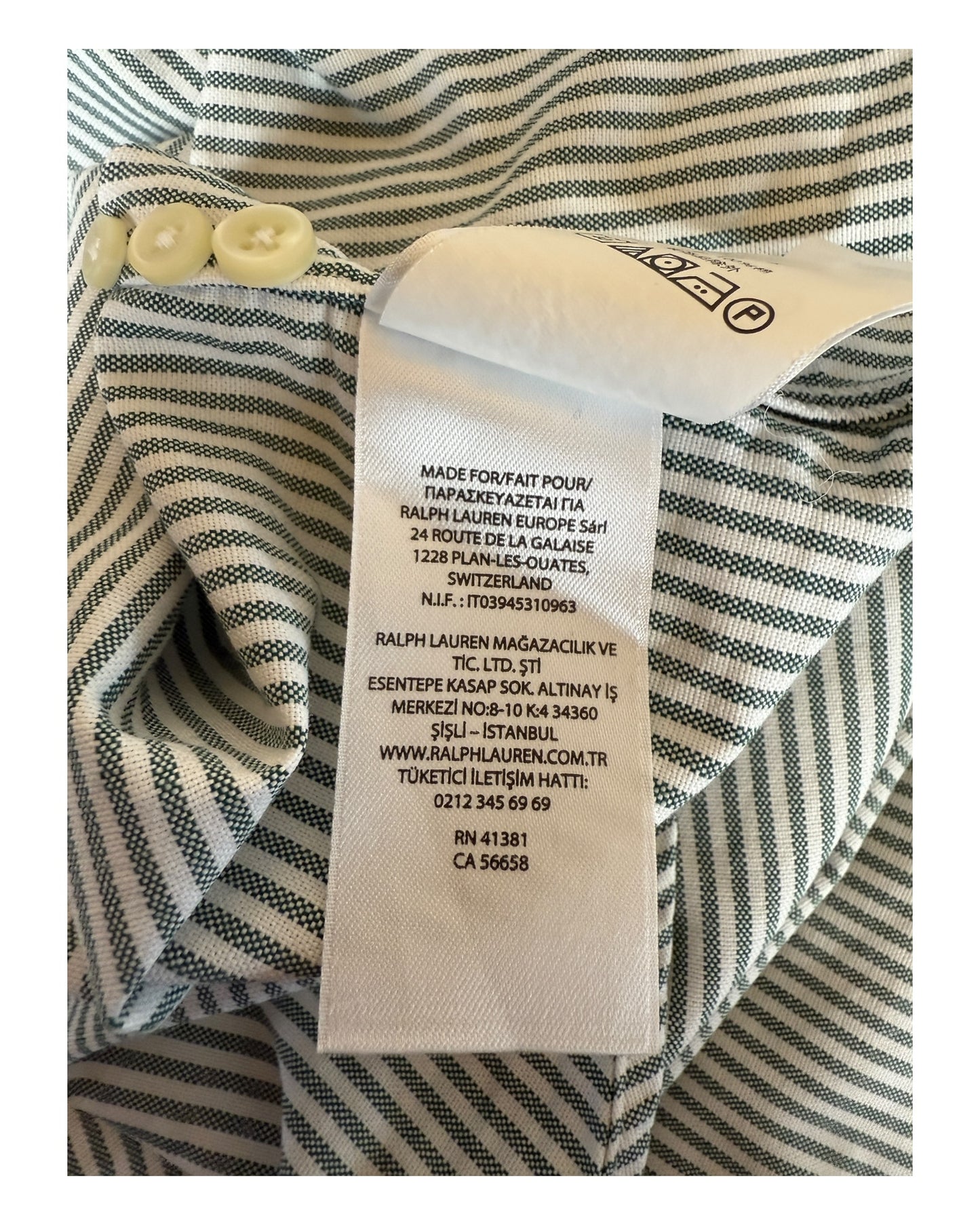 Polo Ralph Lauren Oxfordhemd grün weiß gestreift Größe L