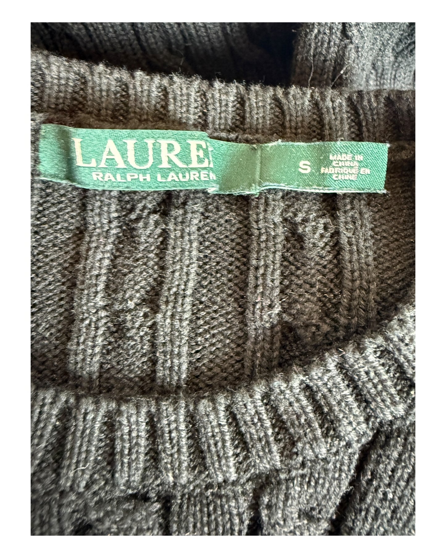 Polo Ralph Lauren Zopfmuster Pullover schwarz Größe S