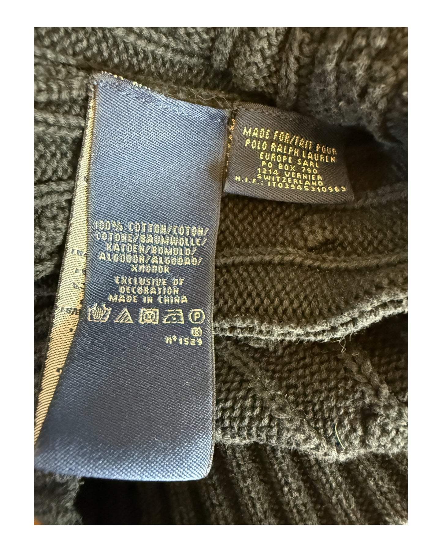 Polo Ralph Lauren Zopfmuster Pullover schwarz Größe S