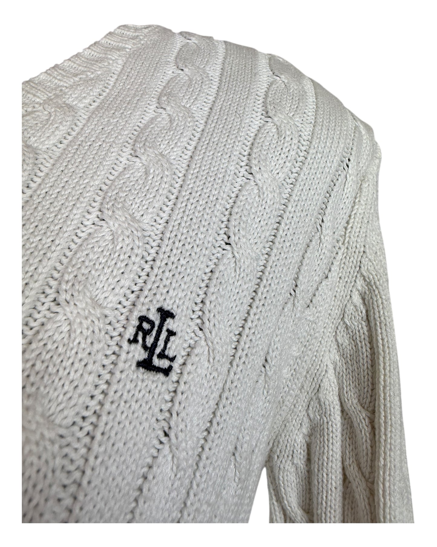 Polo Ralph Lauren Zopfmuster Pullover weiß Größe M