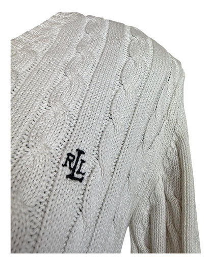 Polo Ralph Lauren Zopfmuster Pullover weiß Größe M