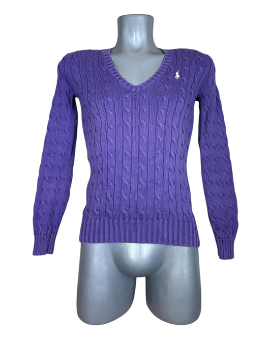 Polo Ralph Lauren Zopfmuster Pullover violett Größe S