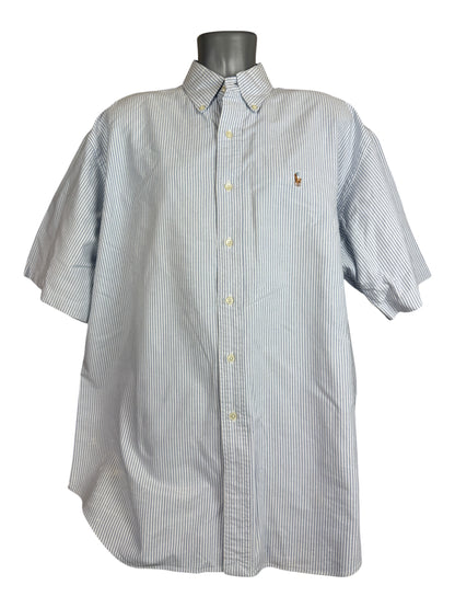 Polo Ralph Lauren Kurzarm Oxfordhemd hellblau weiß gestreift Größe XL