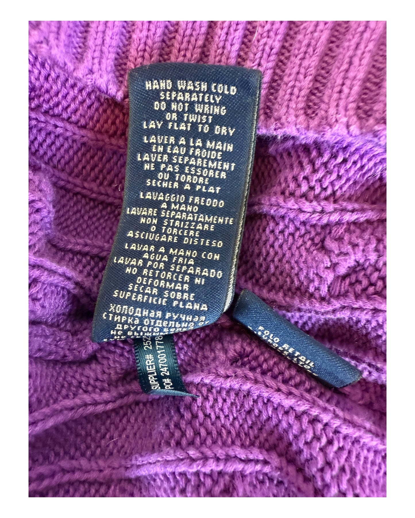 Polo Ralph Lauren Zopfmuster Pullover Lila Größe M