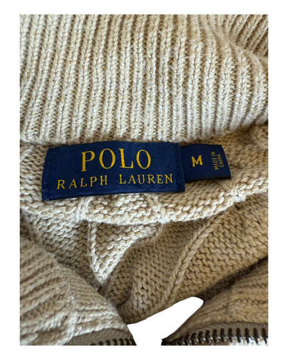 Polo Ralph Lauren Zopfmuster Half Zip Pullover beige Größe M