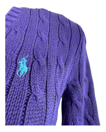 Polo Ralph Lauren Zopfmuster Pullover violett Größe M