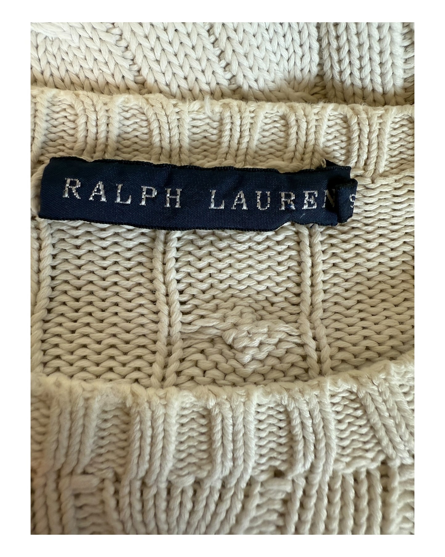 Polo Ralph Lauren Zopfmuster Pullover weiß Größe S