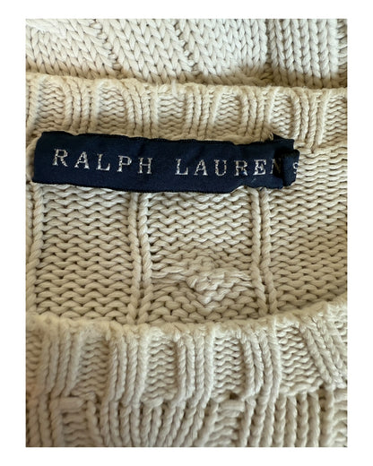 Polo Ralph Lauren Zopfmuster Pullover weiß Größe S