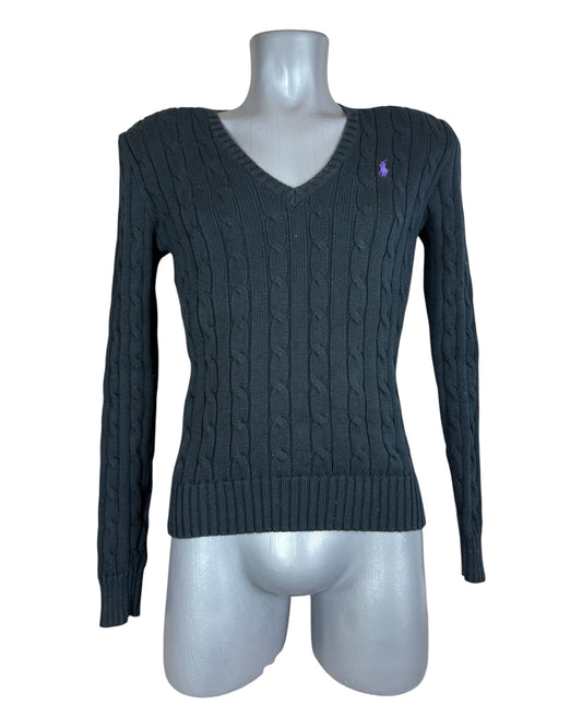 Polo Ralph Lauren Zopfmuster Pullover schwarz Größe S