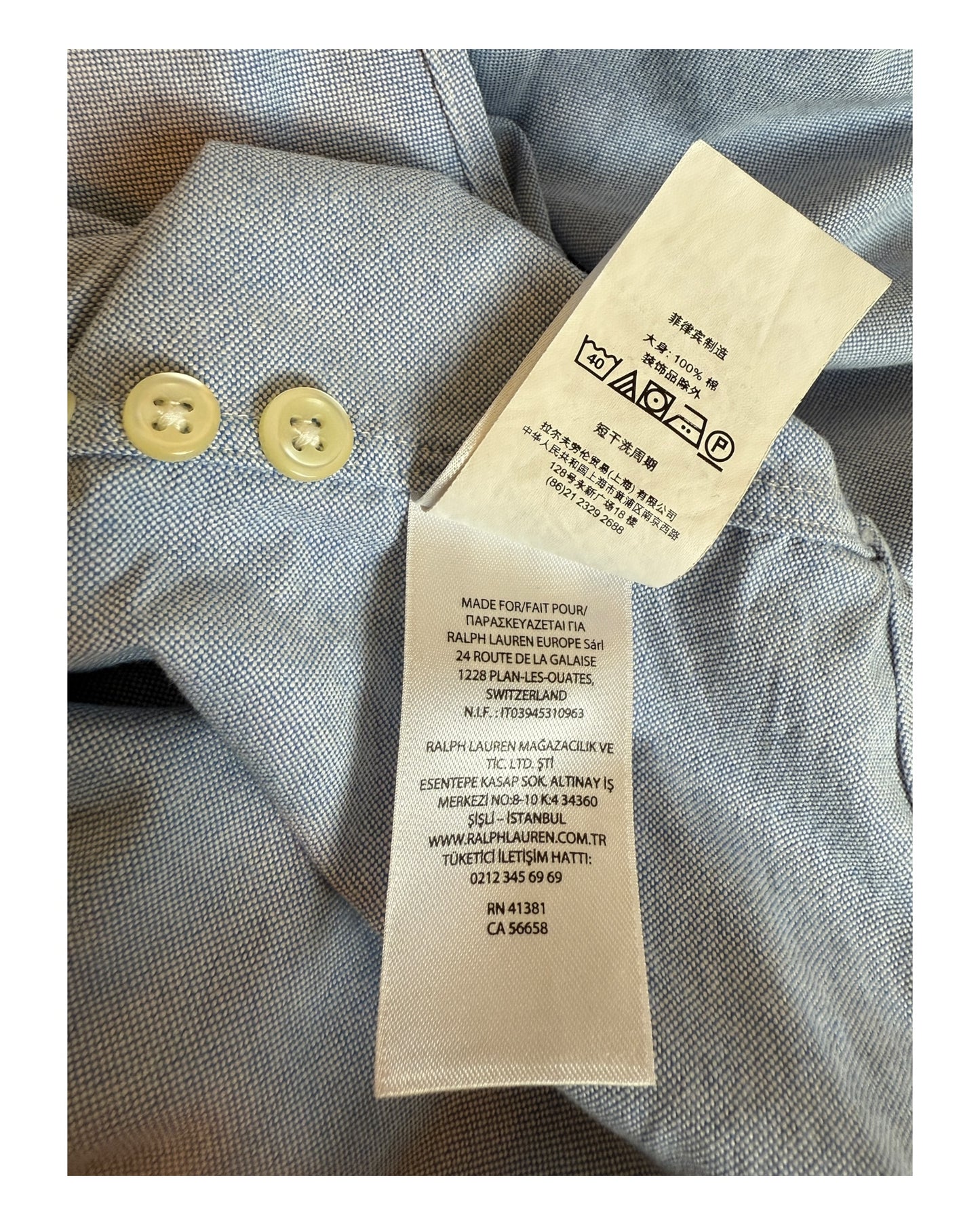 Polo Ralph Lauren Oxfordhemd hellblau Größe L