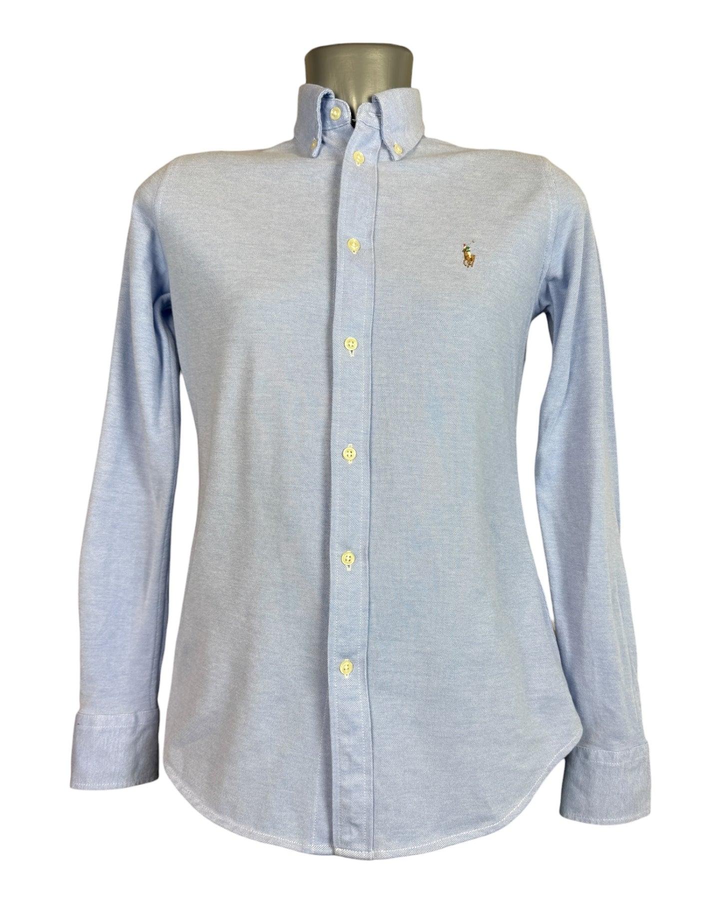 Polo Ralph Lauren Knit Oxford Bluse hellblau Größe M