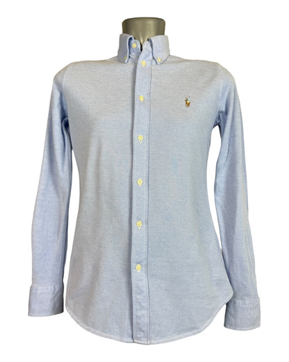 Polo Ralph Lauren Knit Oxford Bluse hellblau Größe M