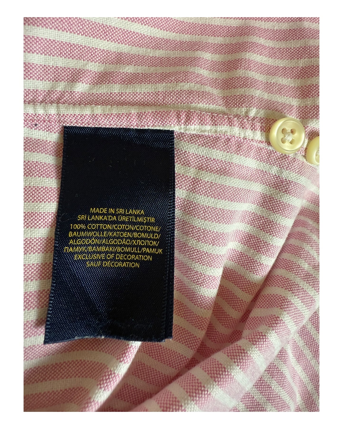 Polo Ralph Lauren Knit Oxford Bluse rosa weiß gestreift Größe M