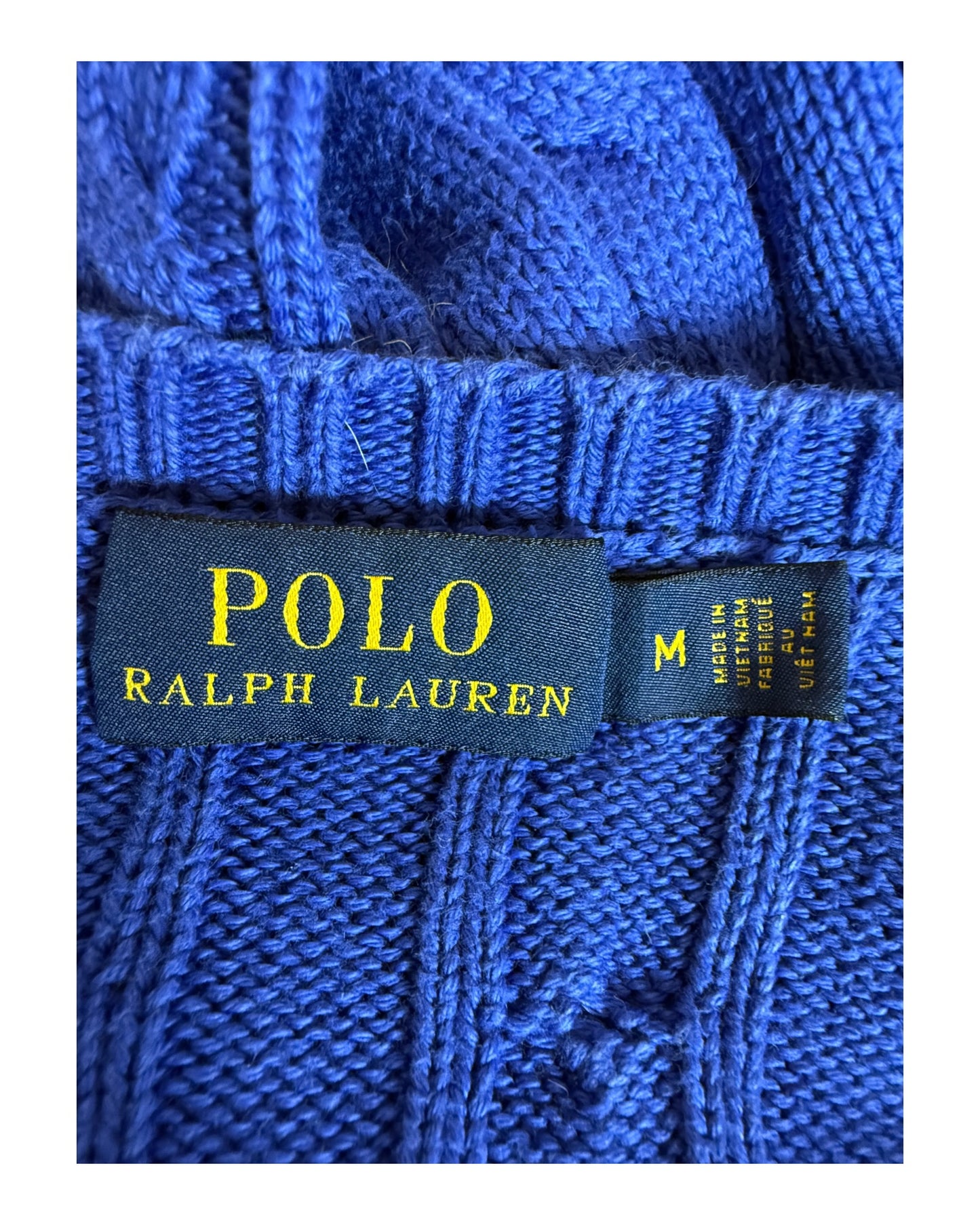 Polo Ralph Lauren Zopfmuster Pullover blau Größe M