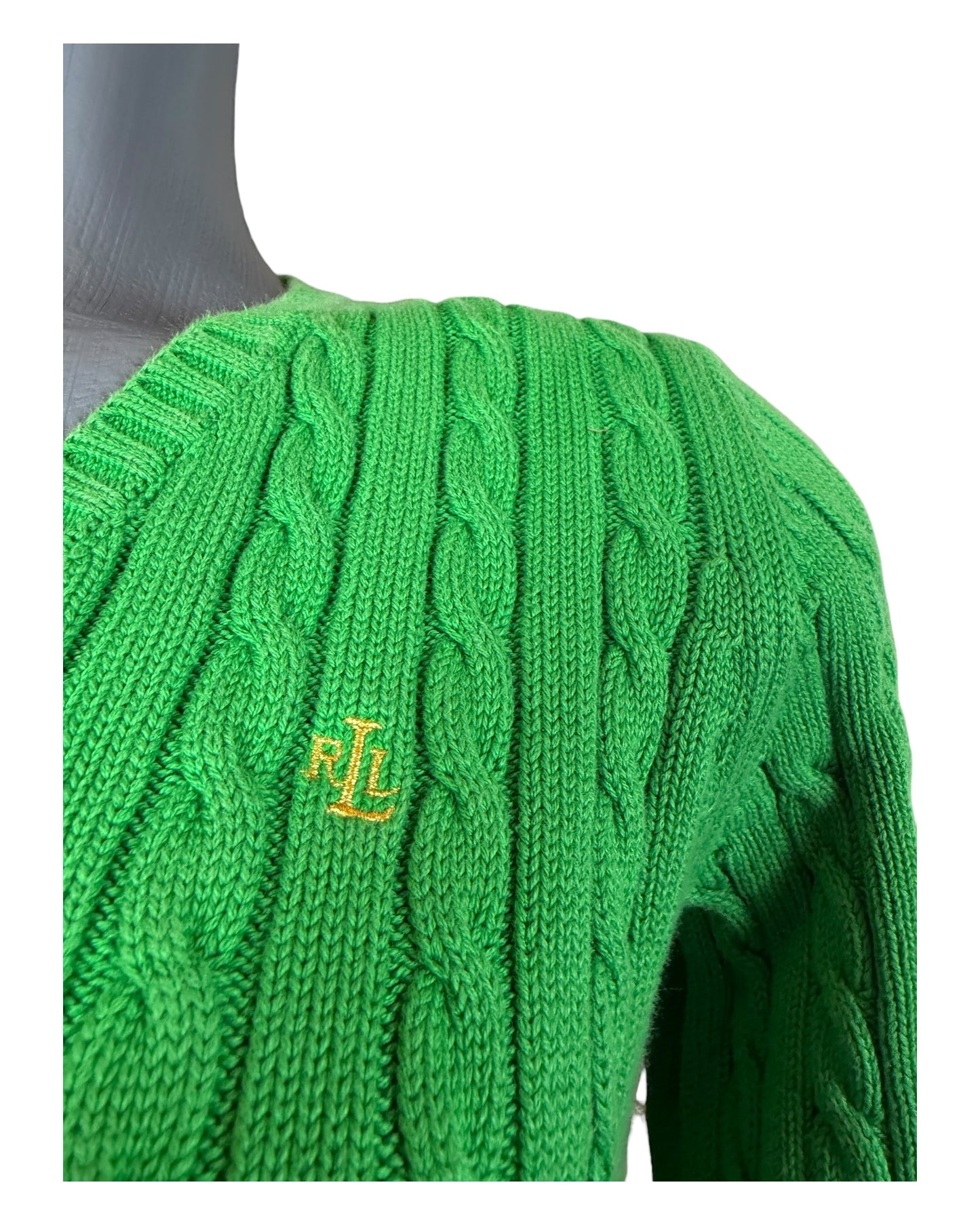 Polo Ralph Lauren Zopfmuster Pullover grün Größe S