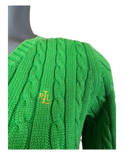 Polo Ralph Lauren Zopfmuster Pullover grün Größe S