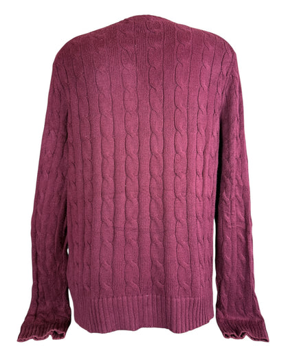 Polo Ralph Lauren Zopfmuster Pullover bordeauxrot Größe M