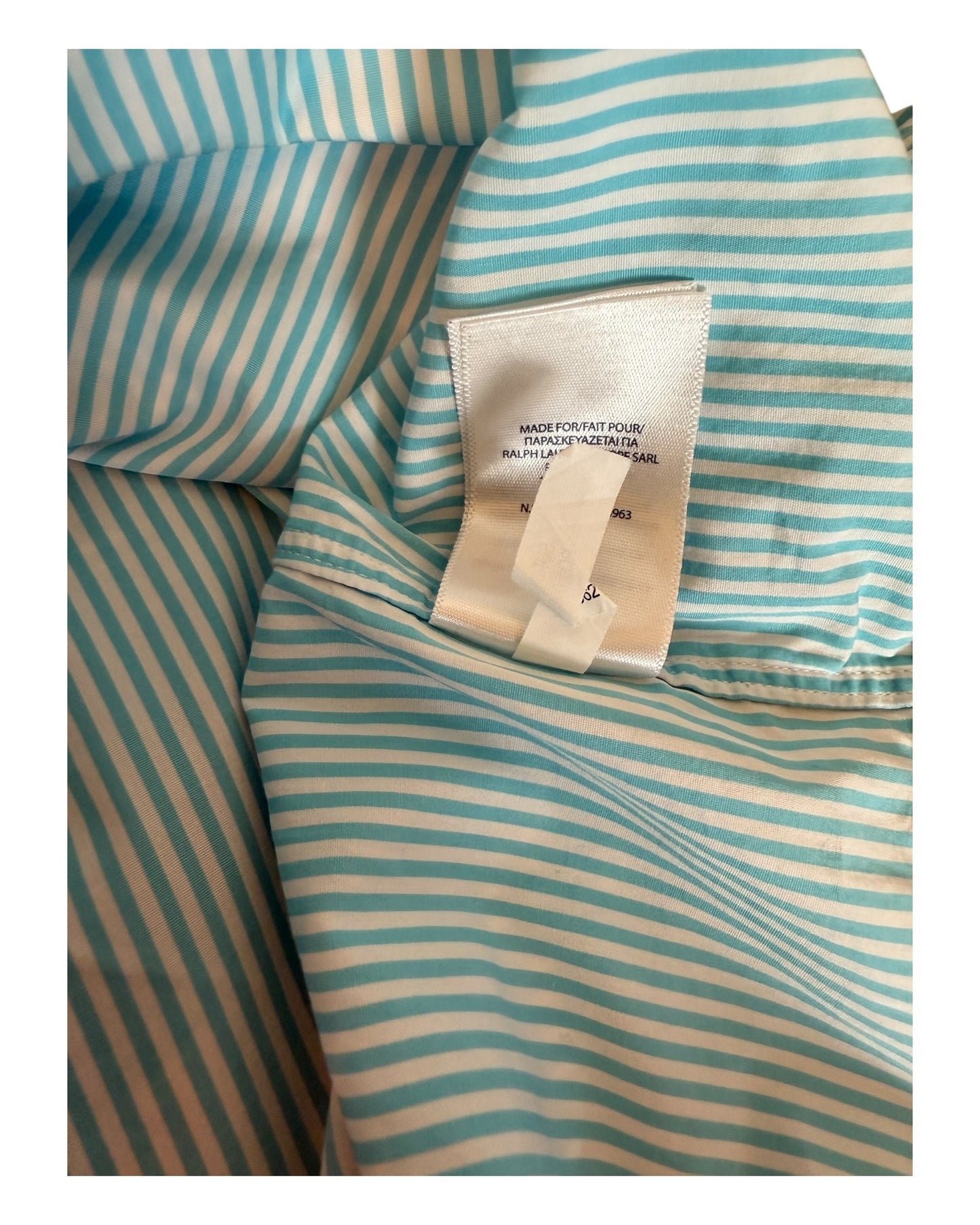 Polo Ralph Lauren Hemd türkis weiß gestreift Größe M