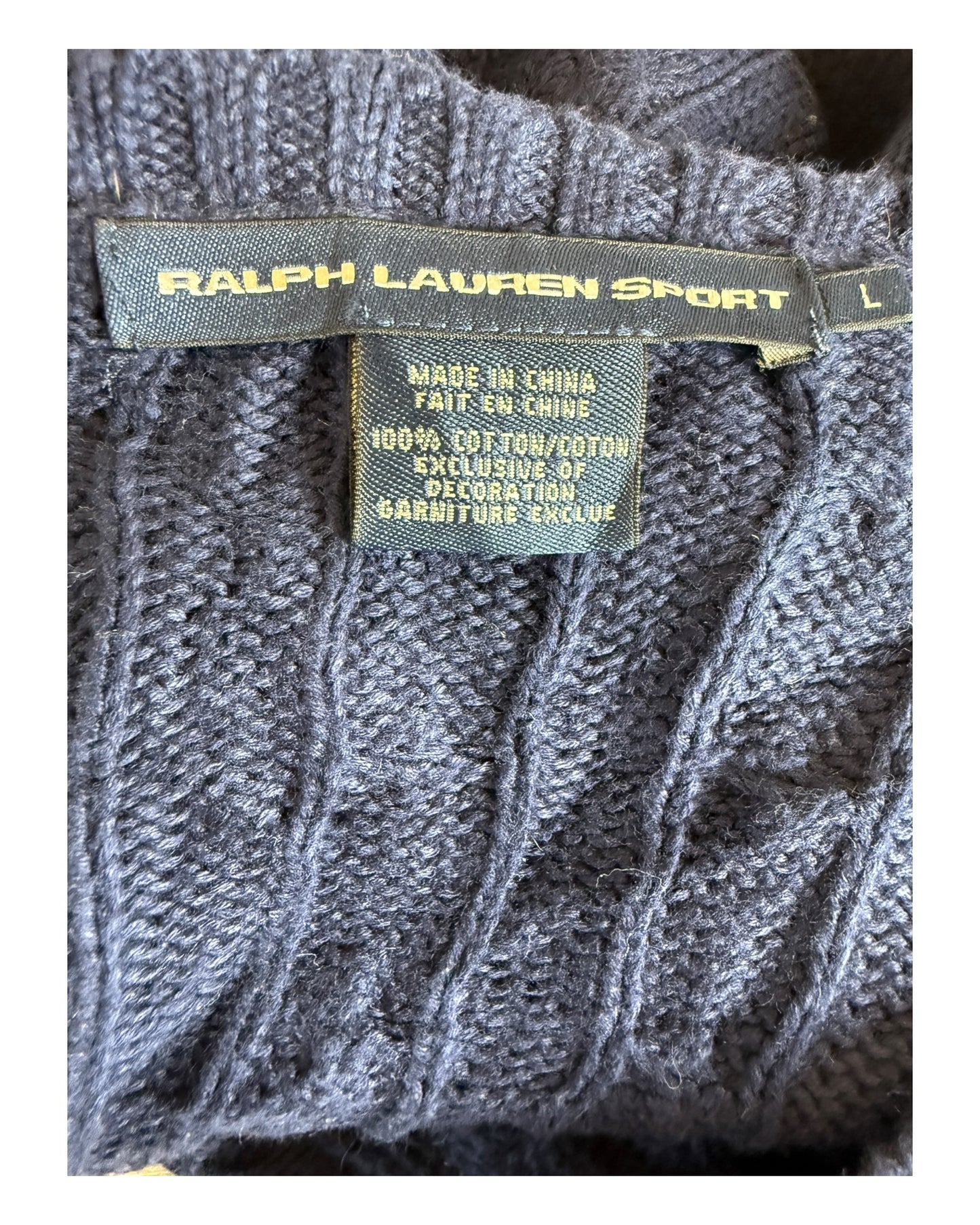 Polo Ralph Lauren Zopfmuster Pullover marineblau Größe M