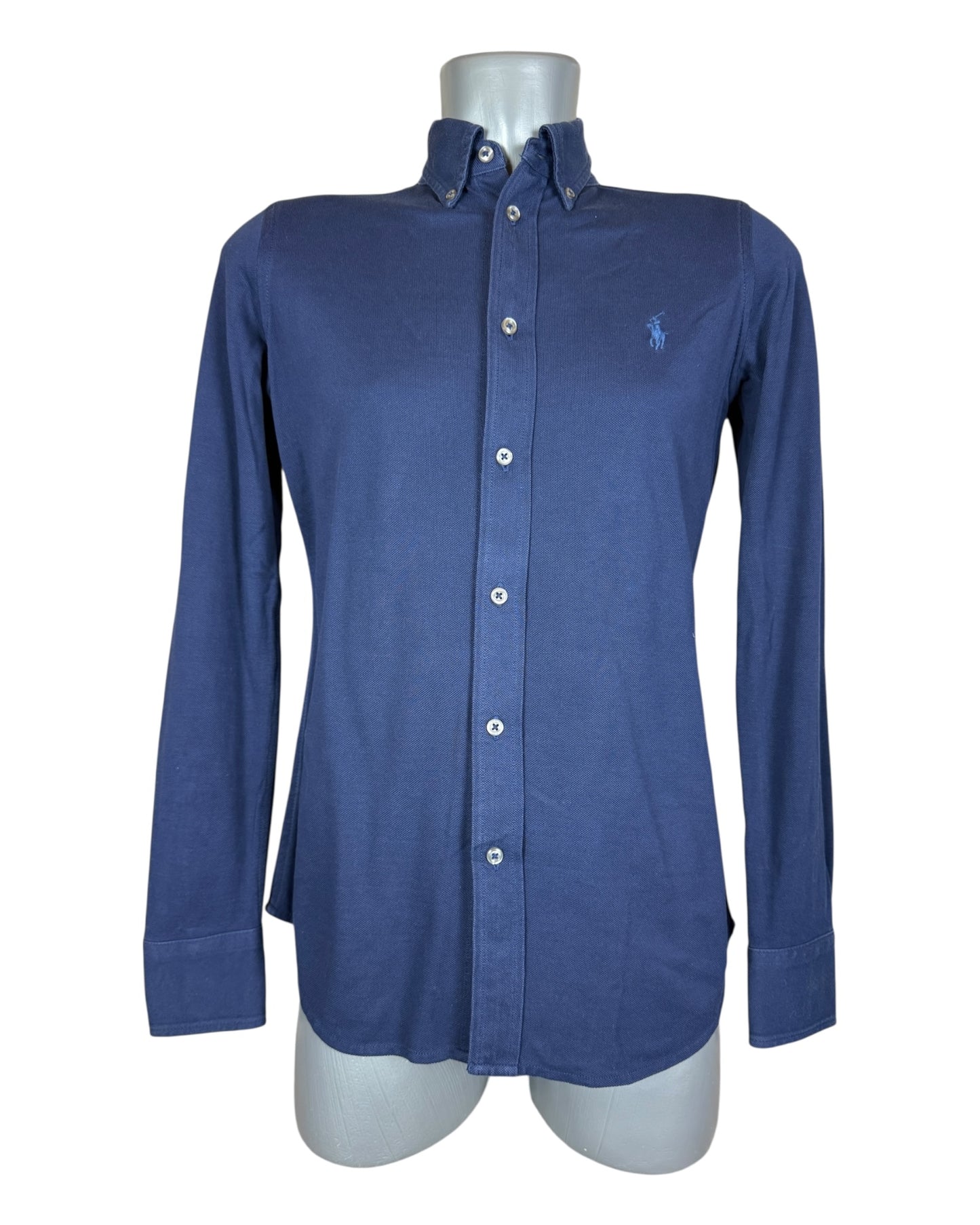 Polo Ralph Lauren Knit Oxford Bluse marineblau Größe M