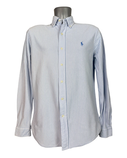 Polo Ralph Lauren Knit Oxfordhemd hellblau weiß gestreift Größe M