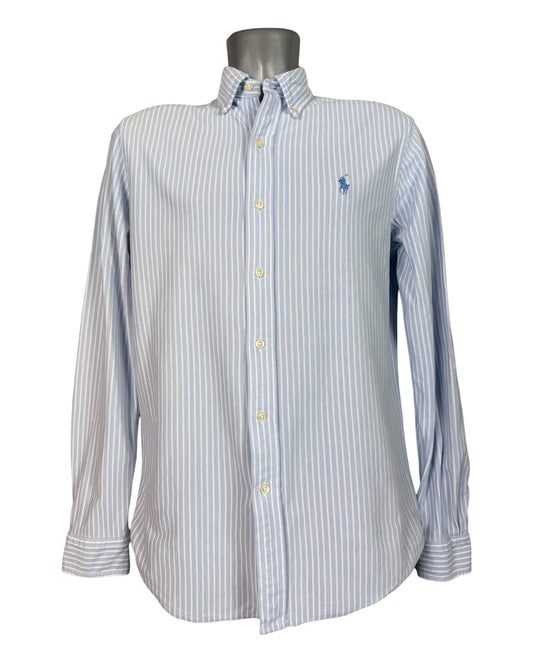 Polo Ralph Lauren Knit Oxfordhemd hellblau weiß gestreift Größe M