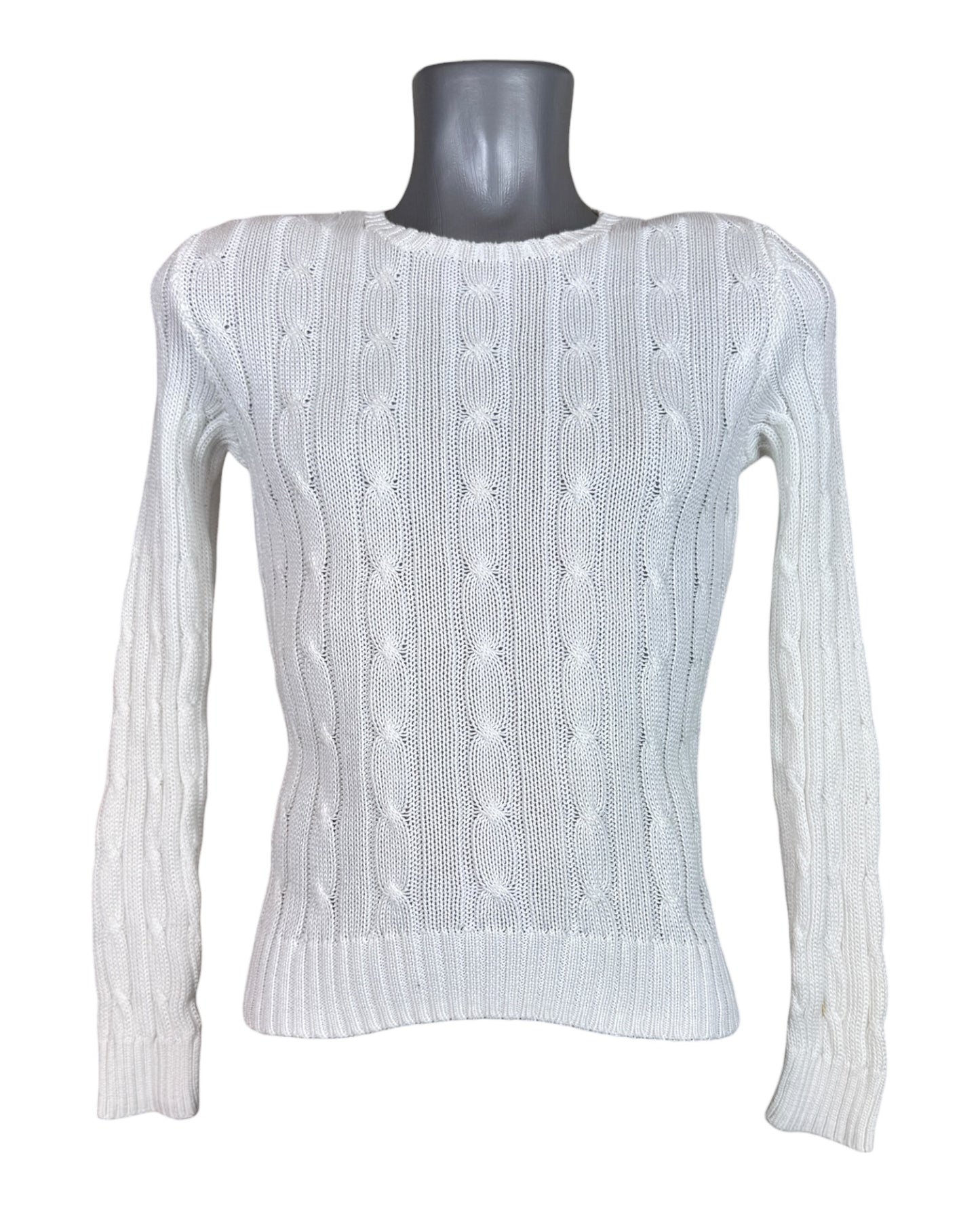 Polo Ralph Lauren Zopfmuster Pullover weiß Größe S