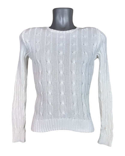 Polo Ralph Lauren Zopfmuster Pullover weiß Größe S