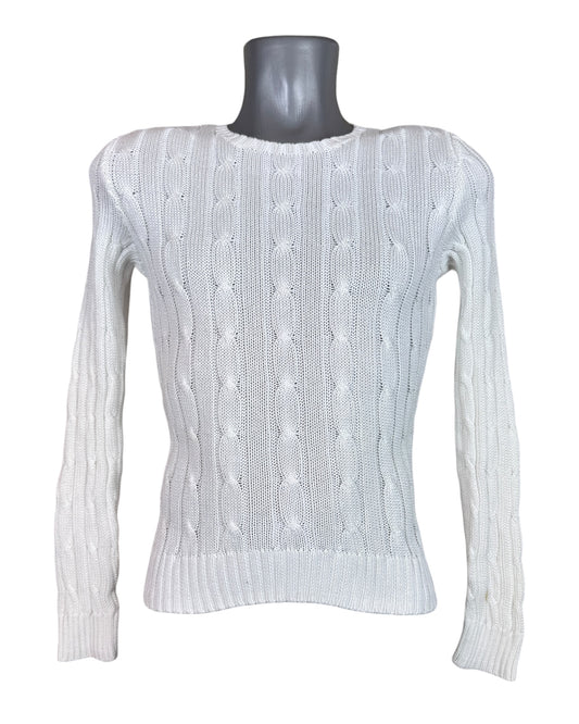 Polo Ralph Lauren Zopfmuster Pullover weiß Größe S