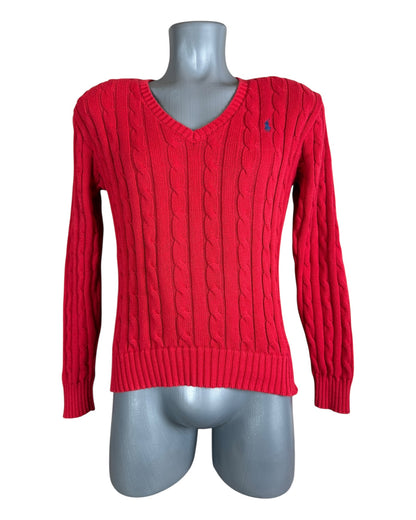 Polo Ralph Lauren Zopfmuster Pullover rot Größe M
