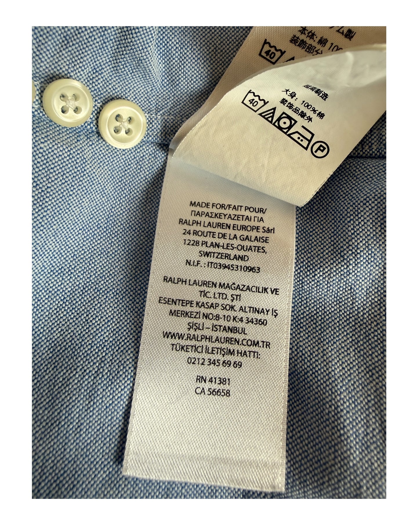 Polo Ralph Lauren Oxfordhemd hellblau Größe M