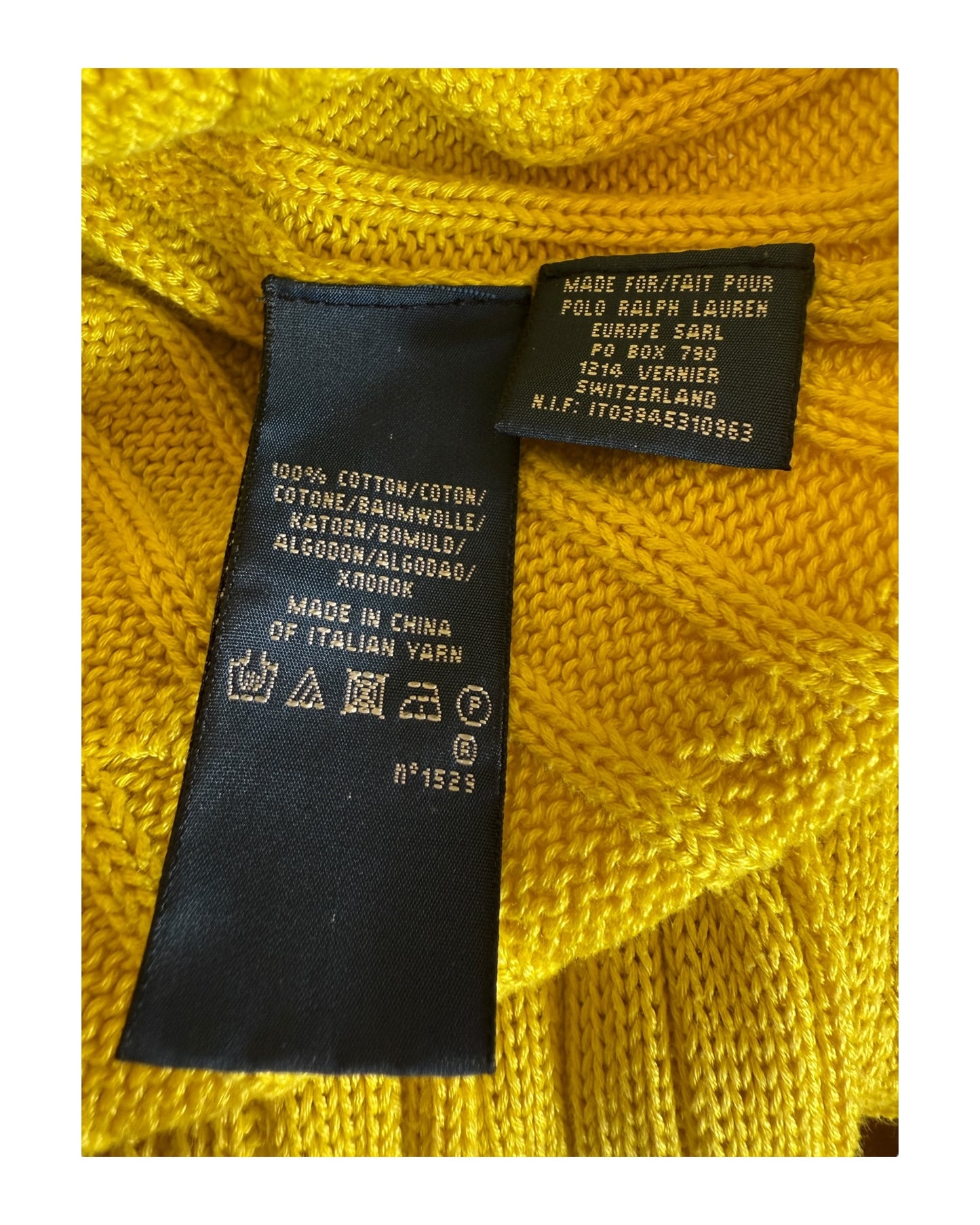 Polo Ralph Lauren Zopfmuster Pullover gelb Größe S