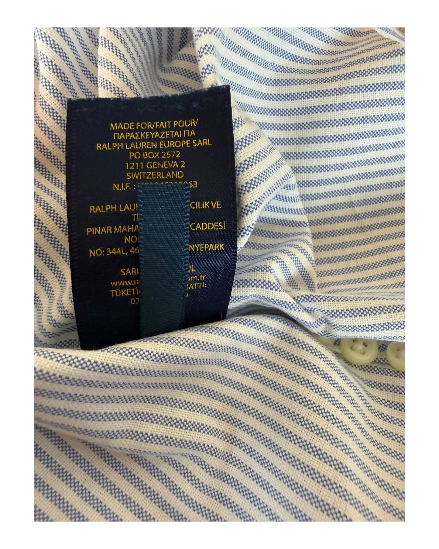 Polo Ralph Lauren Oxford Bluse blau weiß gestreift Größe L