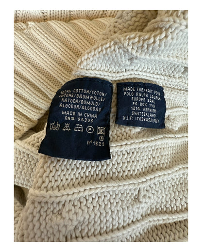 Polo Ralph Lauren Zopfmuster Pullover weiß Größe S