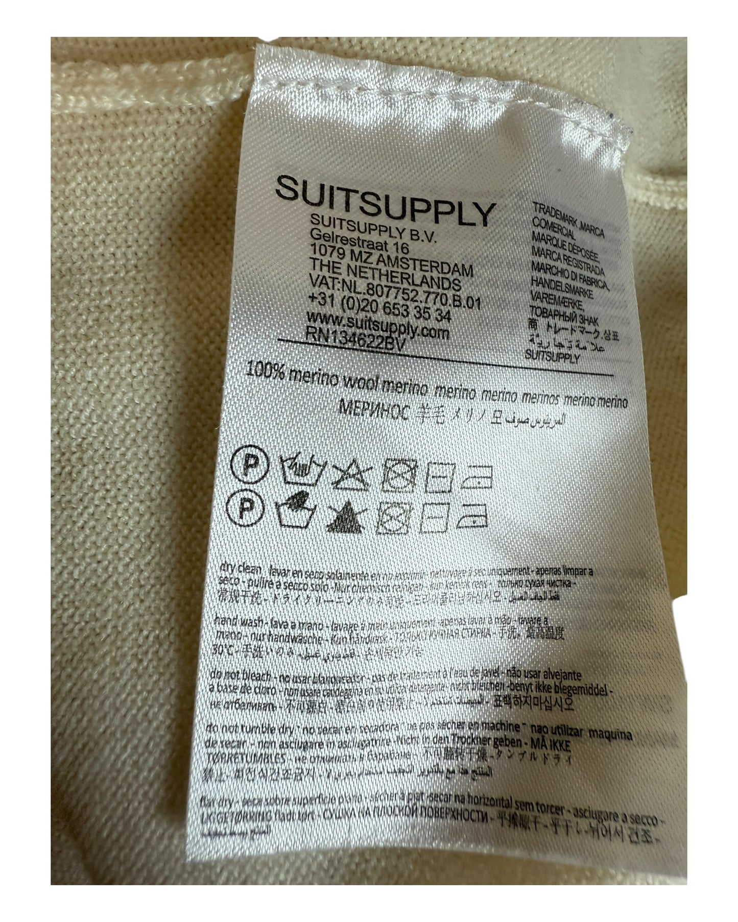 Suit Supply Pullover Merinowolle creme Größe L