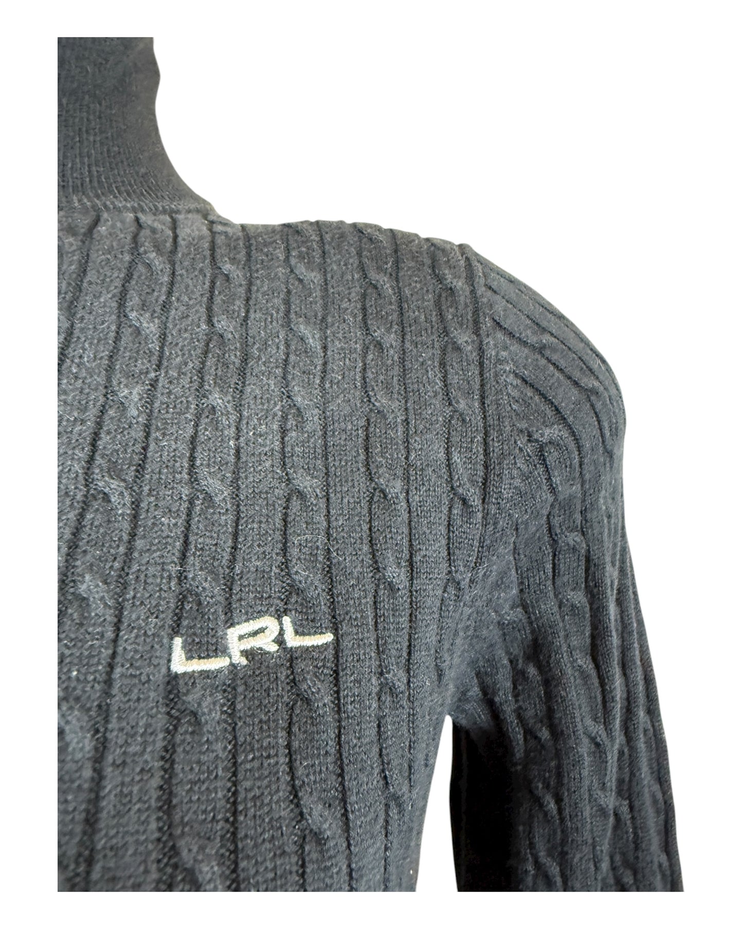 Polo Ralph Lauren Zopfmuster Strickjacke schwarz Größe S