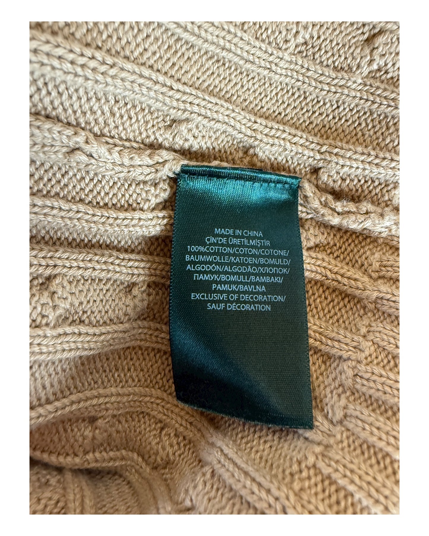 Polo Ralph Lauren Zopfmuster Pullover beige Größe M