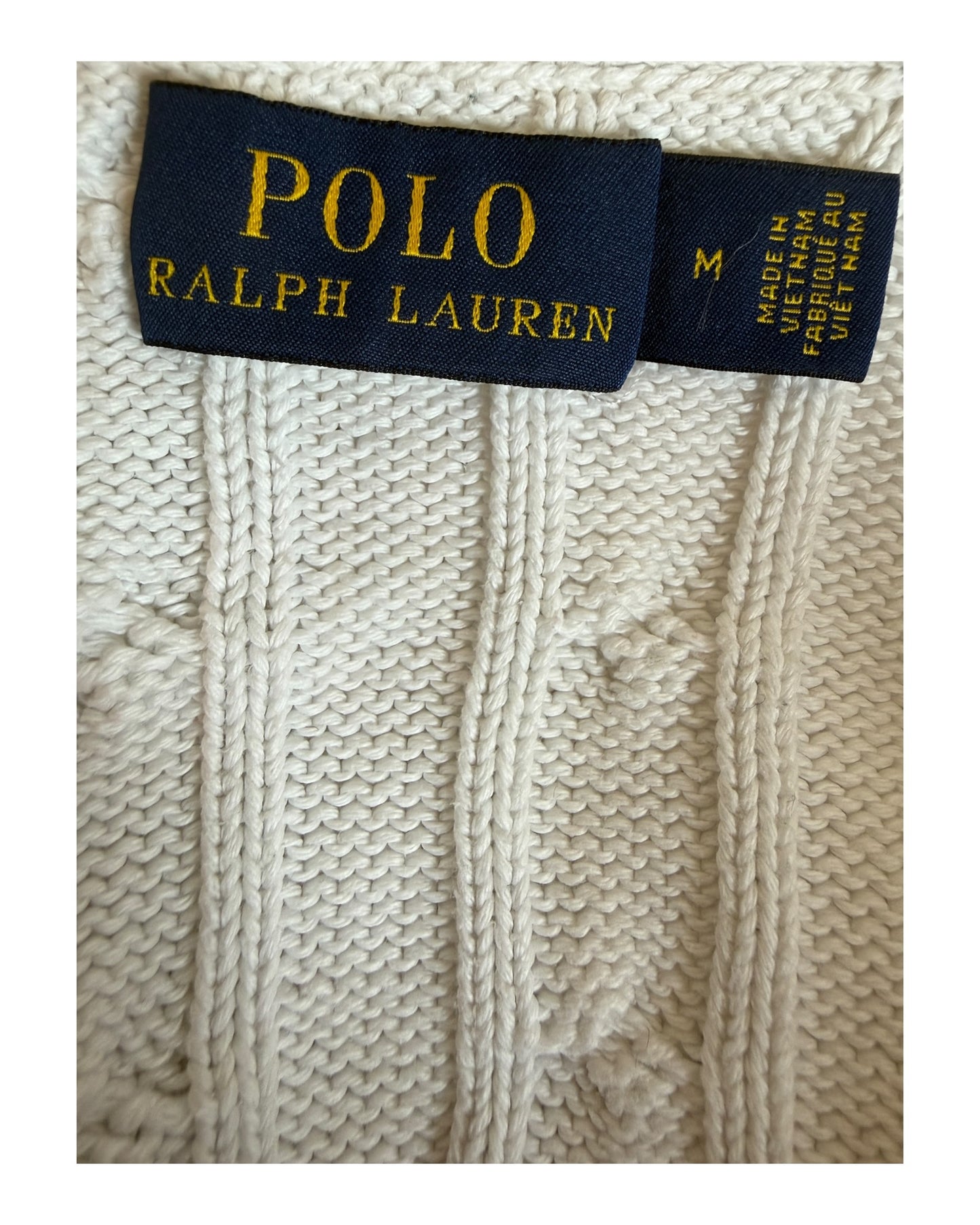 Polo Ralph Lauren Zopfmuster Pullover weiß Größe M