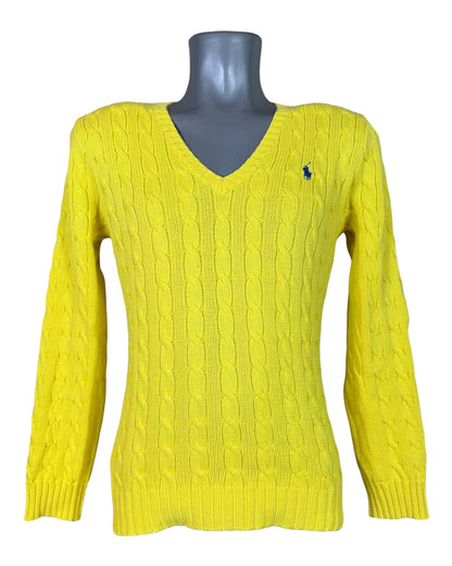 Polo Ralph Lauren Zopfmuster Pullover gelb Größe L
