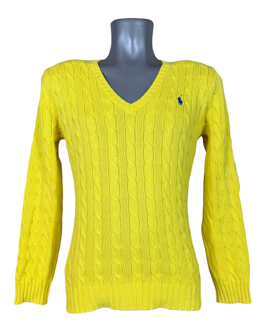 Polo Ralph Lauren Zopfmuster Pullover gelb Größe L