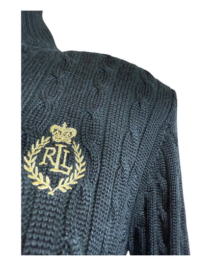 Polo Ralph Lauren Zopfmuster Strickjacke schwarz Größe M